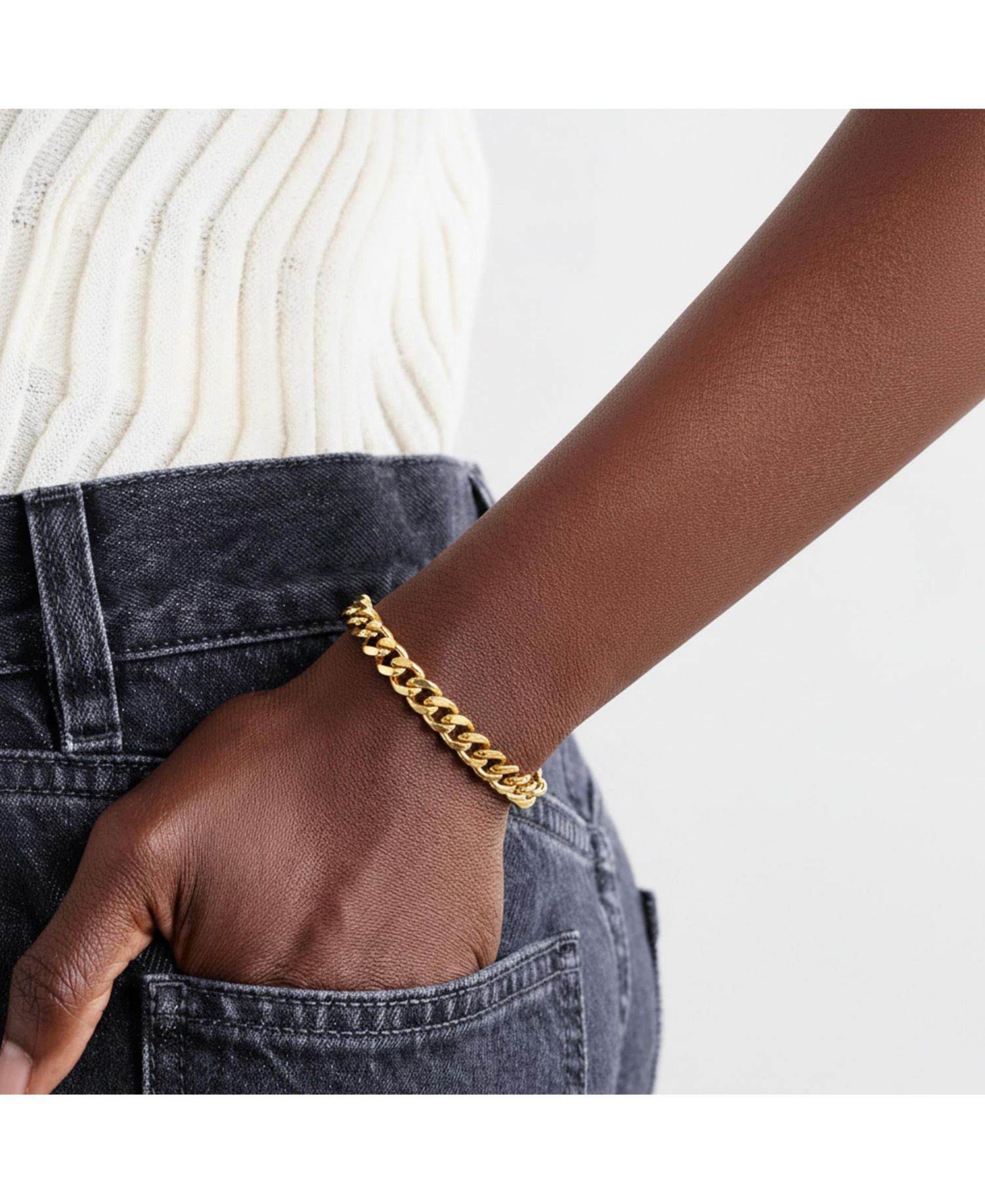 Plated Stainless Steel Curb Chain Bracelet & Anklet