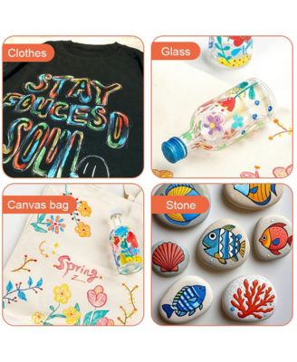 24 Colors Acrylic Paint Pens, Double Tips Markers for Rocks, Eggs, Wood, Rock, Canvas, Plastic, Glass and Ceramic