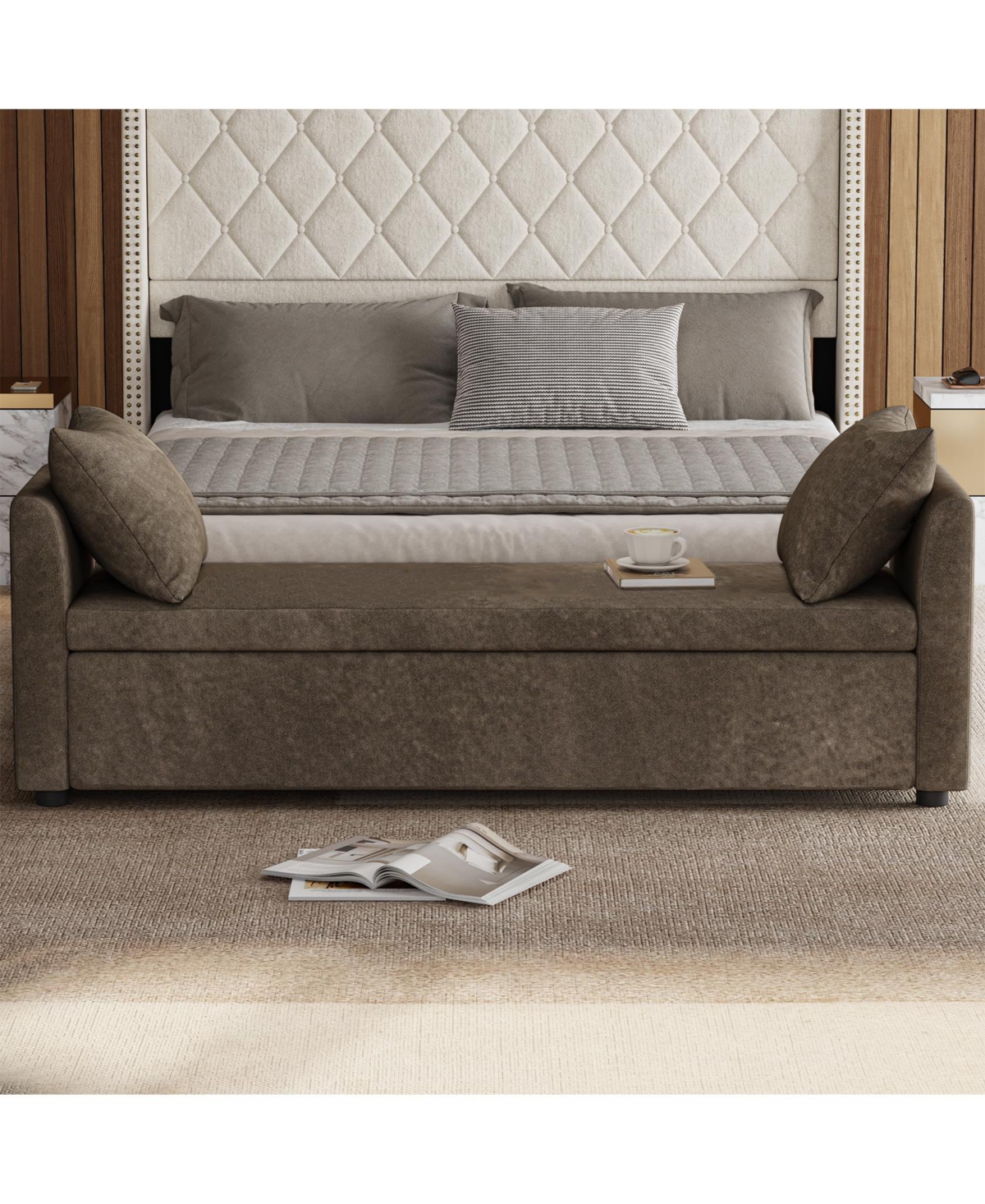 Hulala Home Rosana Transitional 59.4" Wide Storage Bench