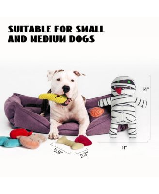 9-in-1 Zombie Plush Squeaky Dog Toys, Mummy Toys, Stimulating Puzzle Toy with 8 Organ-Shaped Plush Toys, Halloween gift, Stuffed Toys for Sma