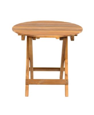 Foldable Acacia Wood End Table - Adjustable & Sturdy