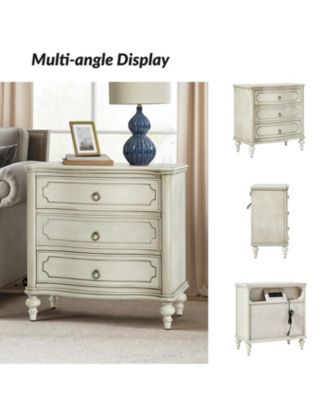 Mauro Traditional 3-Drawer End Table with Solid Wood Spindle Legs