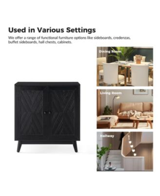 Tobias Midcentury 30"Tall 2 Door Accent Cabinet with Solid Wood Legs