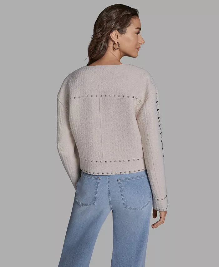 Women's Textured Stud Trim Long-Sleeve Jacket - thumbnail 5