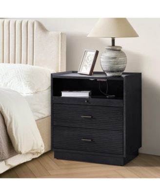 Mid-century Lorenz Nightstand with USB and LED Light