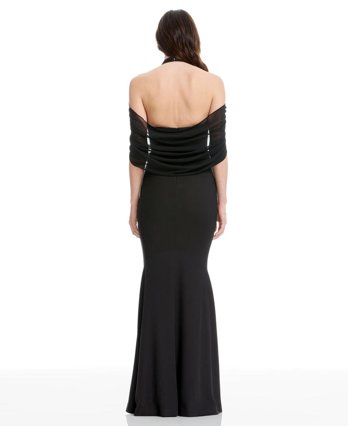 Dress The Population Aviva High Neck Open Back Evening Gown In Black