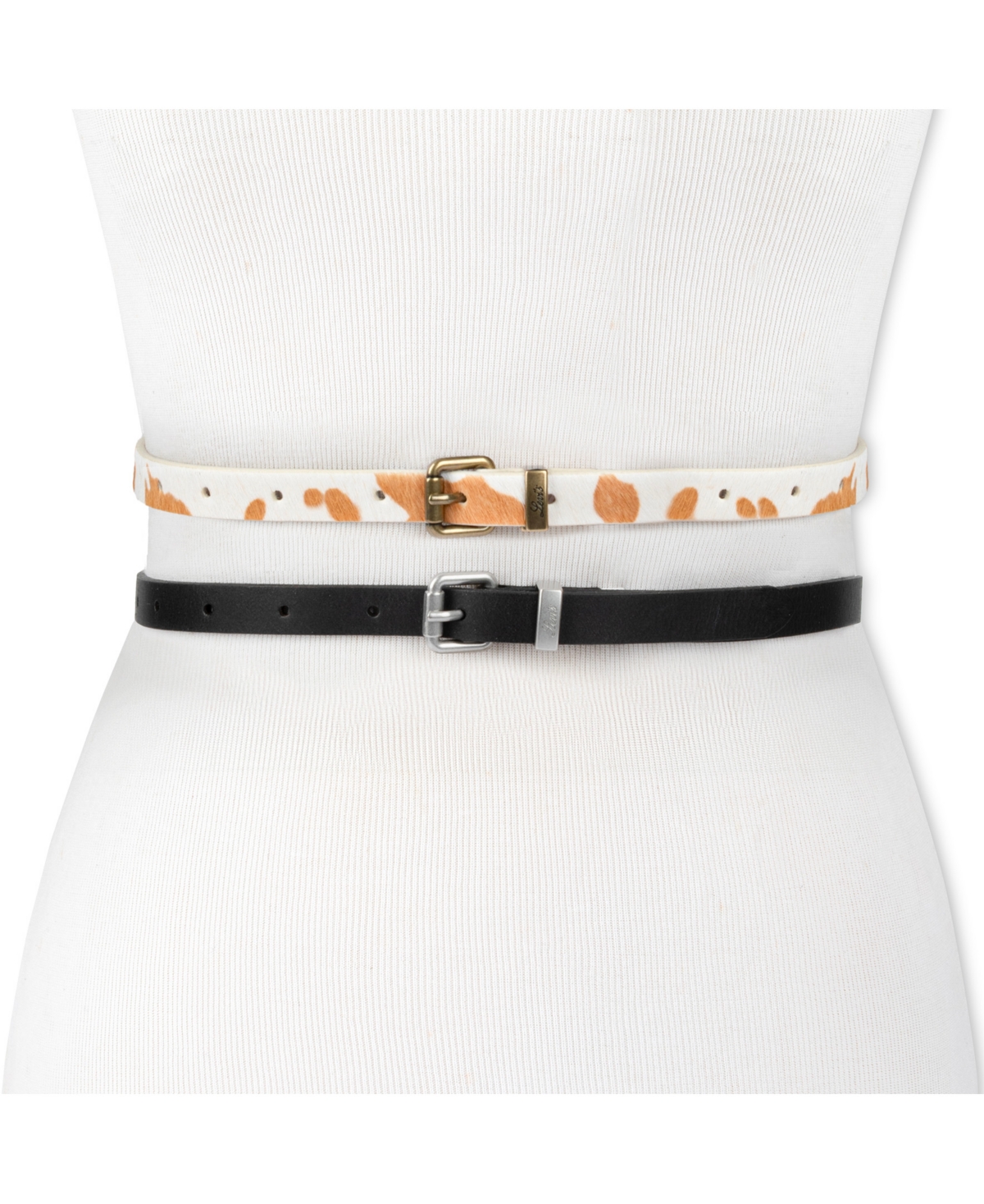 Levi's Women's 2-pack Solid Cow Print Skinny Casual Belt Set