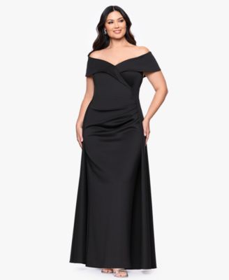 XSCAPE - Plus Size Off The Shoulder Long Dress