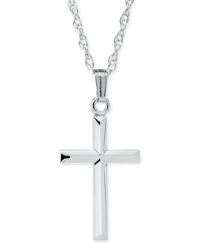 Macy's - Beveled Edge Cross Pendant Necklace in Sterling Silver