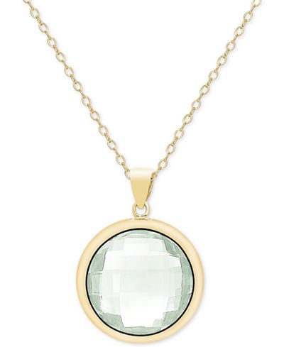 Victoria Townsend Green Quartz Bezel Pendant Necklace (18 ct. t.w.) in 18k Gold-Plated Sterling Silver