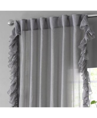 Ruffled Faux Linen Sheer Curtain
