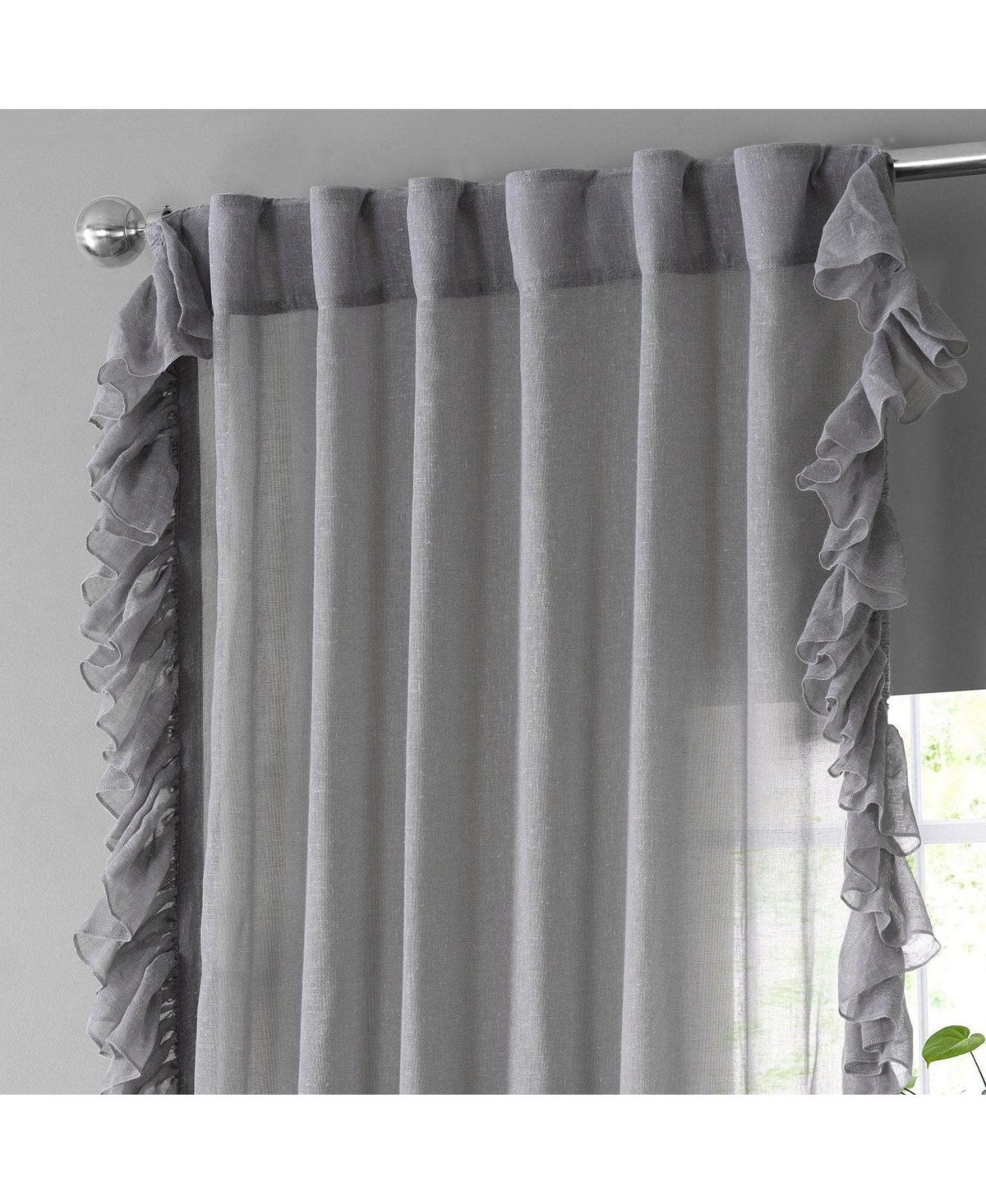 Half Price Drapes Ruffled Faux Linen Sheer Curtain
