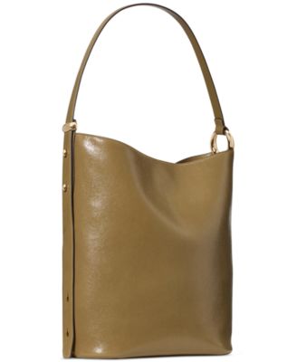 Halo Large Glazed Leather Bucket Bag