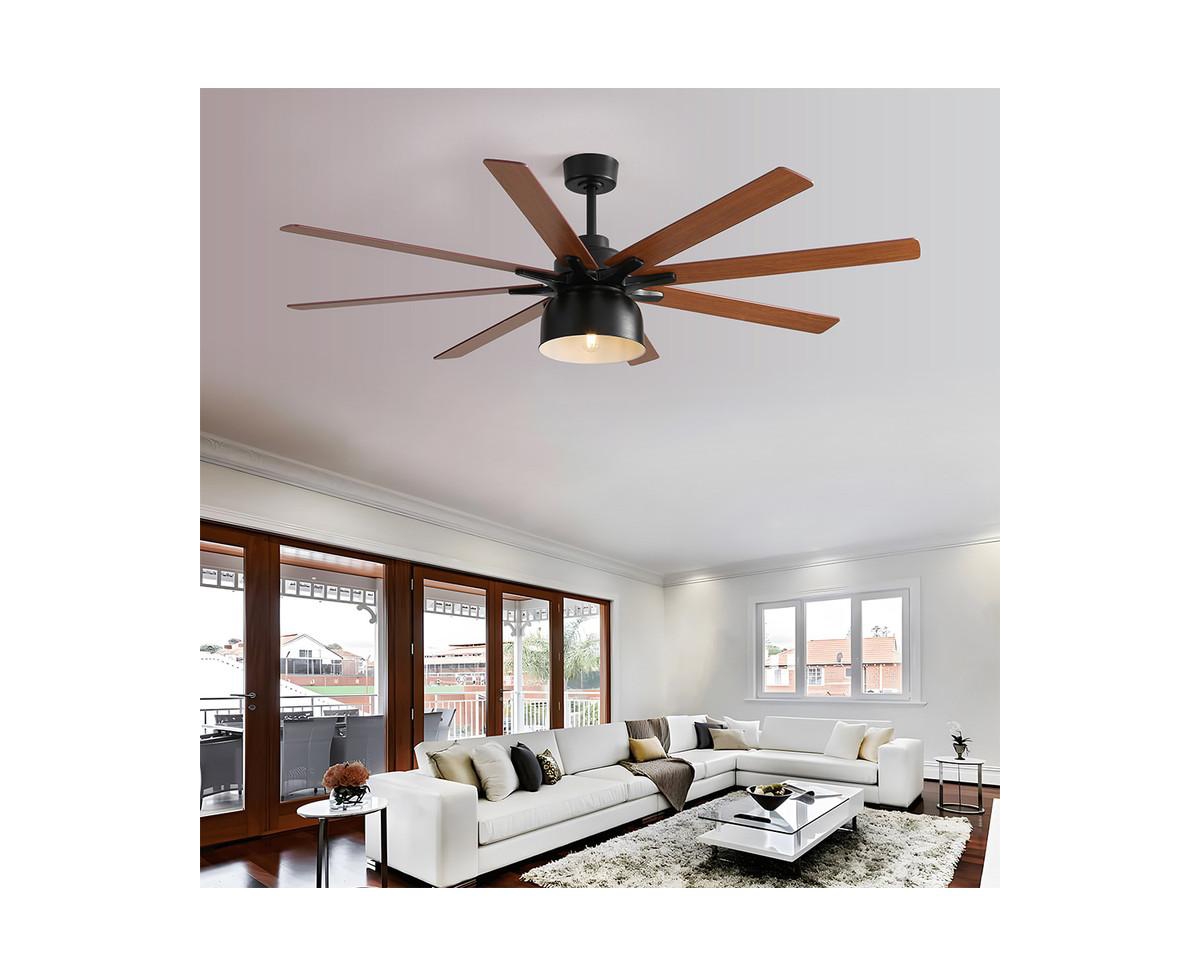 Sofucor 66-inch Modern Black 8-Blade Ceiling Fan with Remote Control and Timing Function