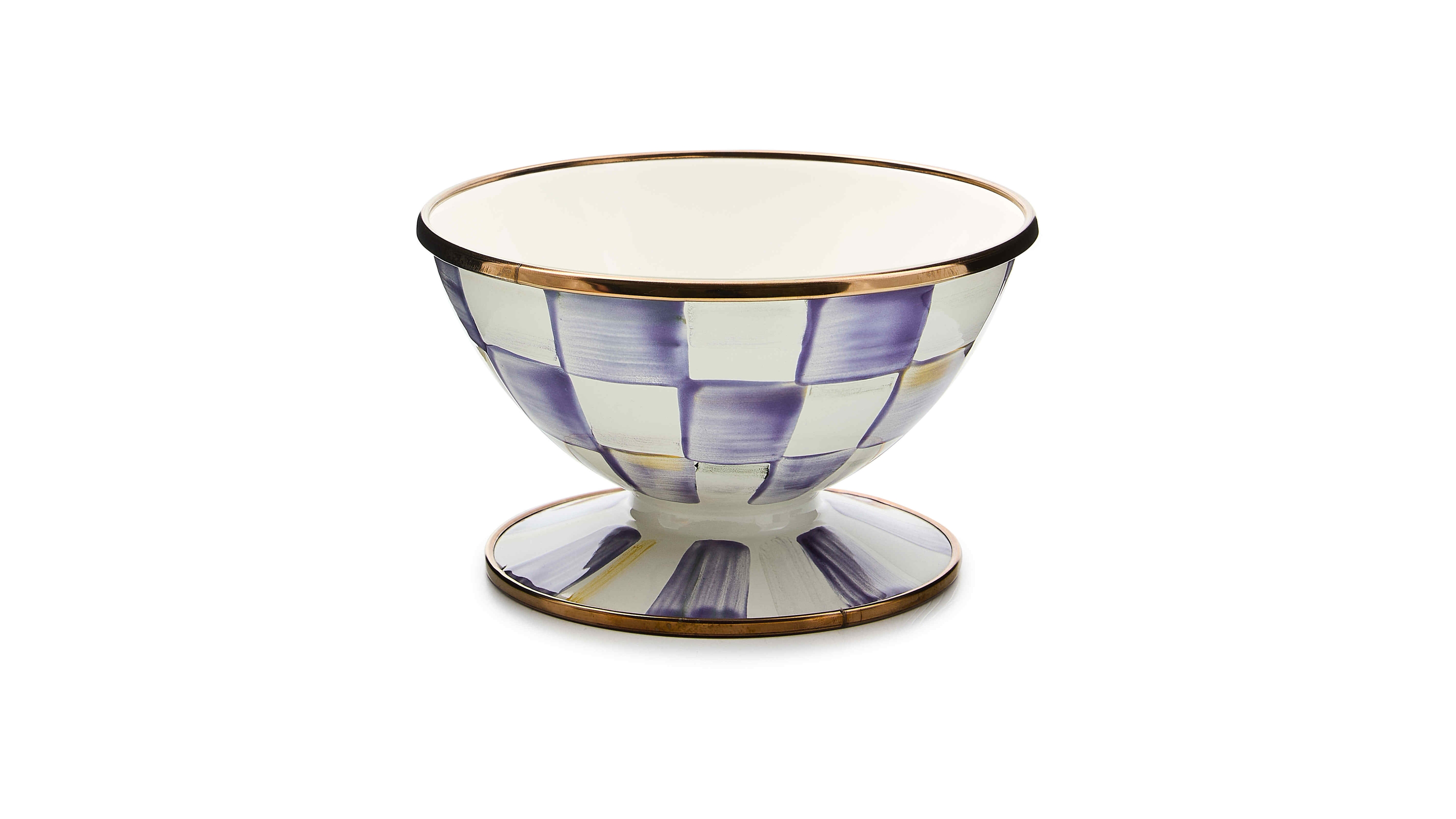 MacKenzie-Childs Violet Check Handmade Ice Cream Dish