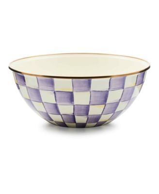 Violet Check Large Handmade Everyday Bowl