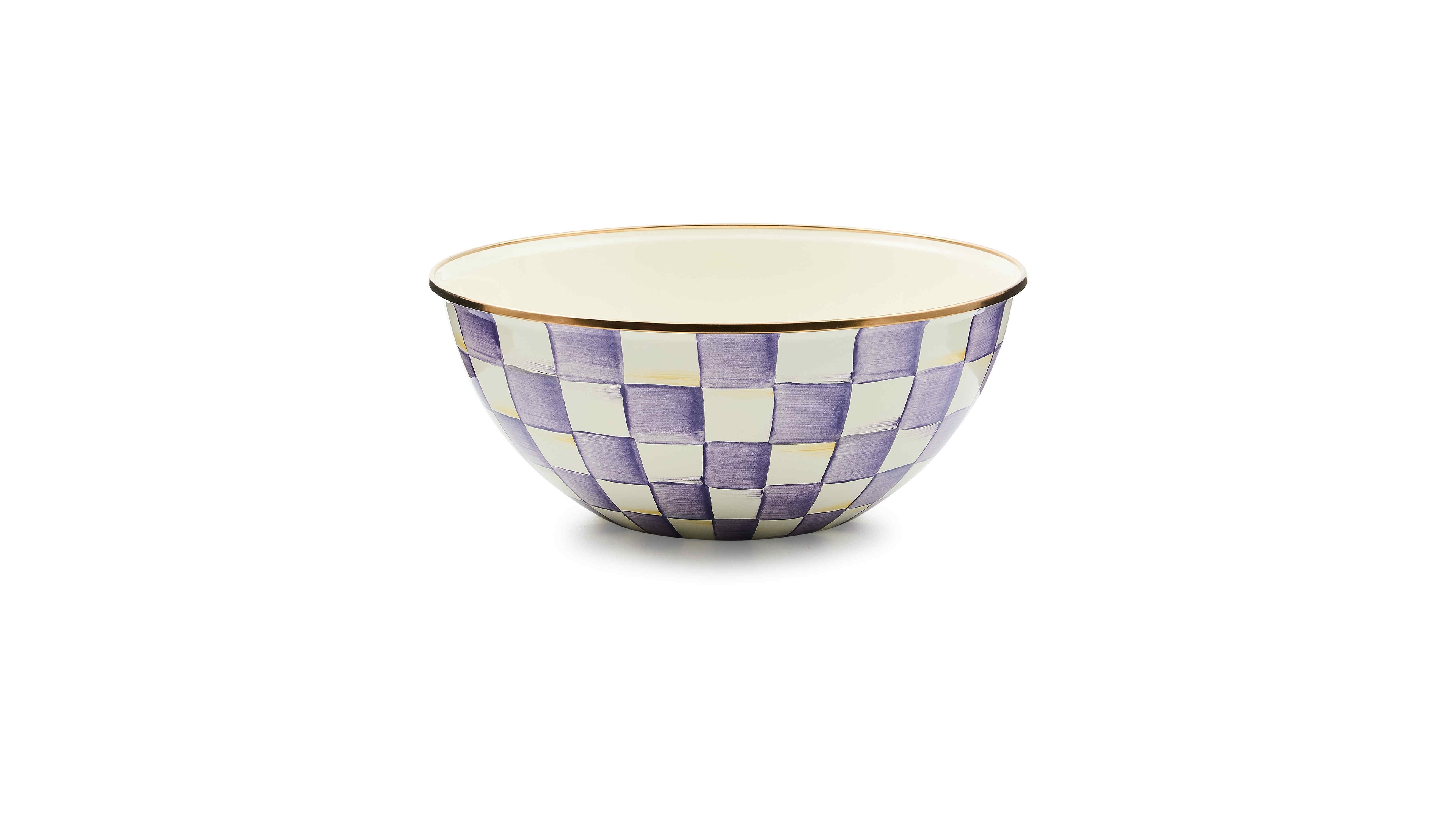MacKenzie-Childs Violet Check Large Handmade Everyday Bowl