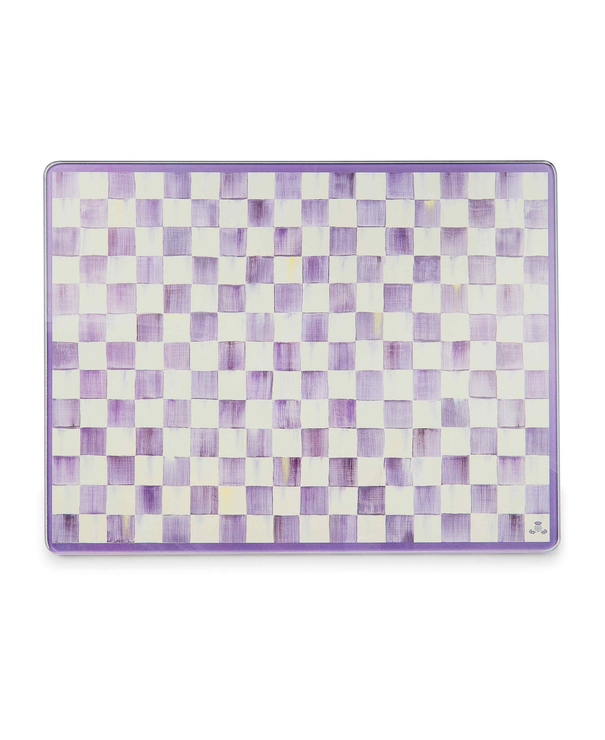MacKenzie-Childs Violet Check Glass Cutting Boards, Set of 2