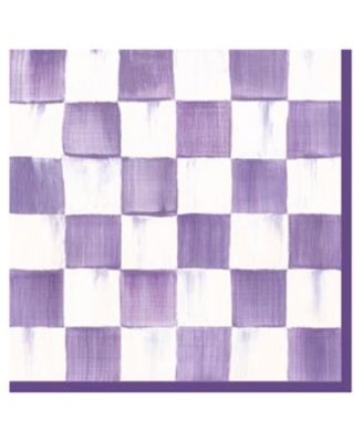 Violet Check Cocktail Paper Napkins, 20-Pack