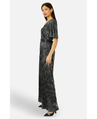 Women's Pleated Jumpsuit With V Neck