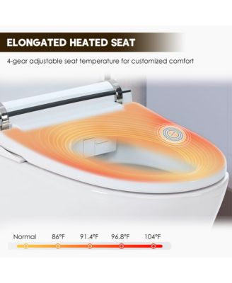 Heated Seat Dual Flush Smart Bathroom Fixture With Night Light, Foot Sensor Flush, Blackout Flush