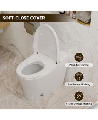 Heated Seat Dual Flush Smart Bathroom Fixture With Night Light, Foot Sensor Flush, Blackout Flush