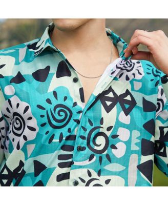 Men's Sea Green Abstract Imprint Shirt