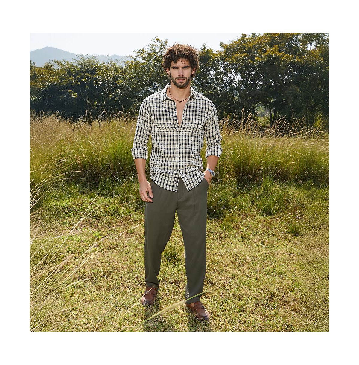 Campus Sutra Men's Navy Blue & Cream White Glen Check Shirt