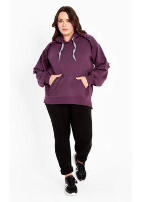 Women's Plus Size Frill Eggplant Hoodie