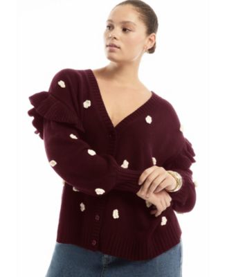 Women's June + Vie Ruffle-Sleeve Cardigan
