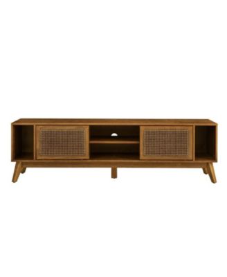 67.9 Inch Mid Century Modern Storage Cabinet With Rattan TV Stand