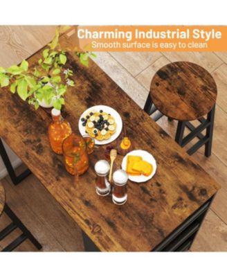 3 Pieces Bar Table Set with Storage
