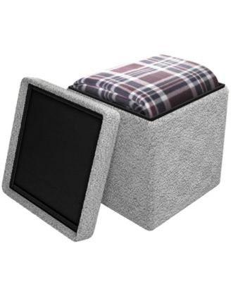 1-Pc Teddy Fabric Upholstered – Ottoman