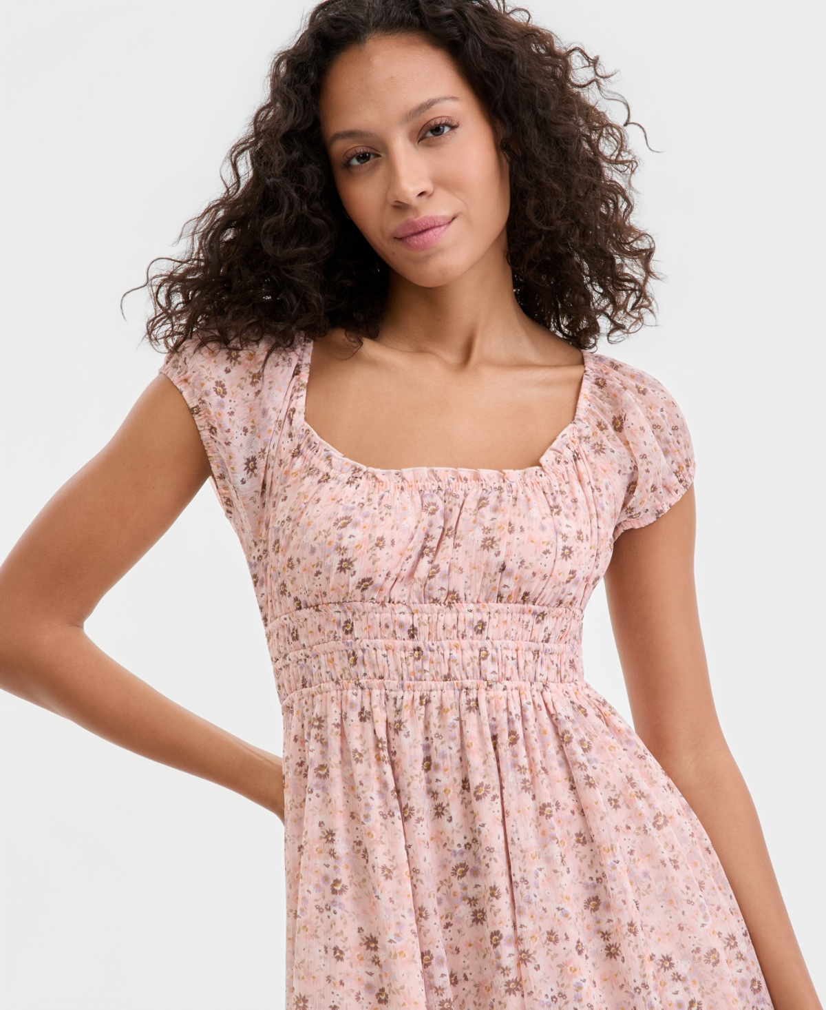 Lucky Brand Women's Smocked Floral Midi Dress