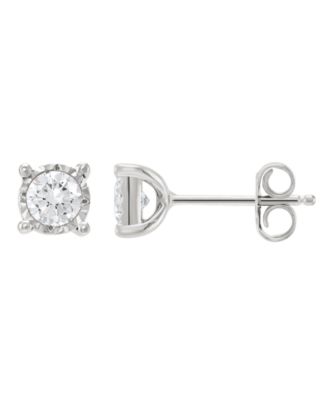 Diamond Stud Earrings (5/8 ct. t.w.) in Sterling Silver and 3k White Gold