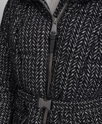 Women's Belted Hooded Puffer Coat