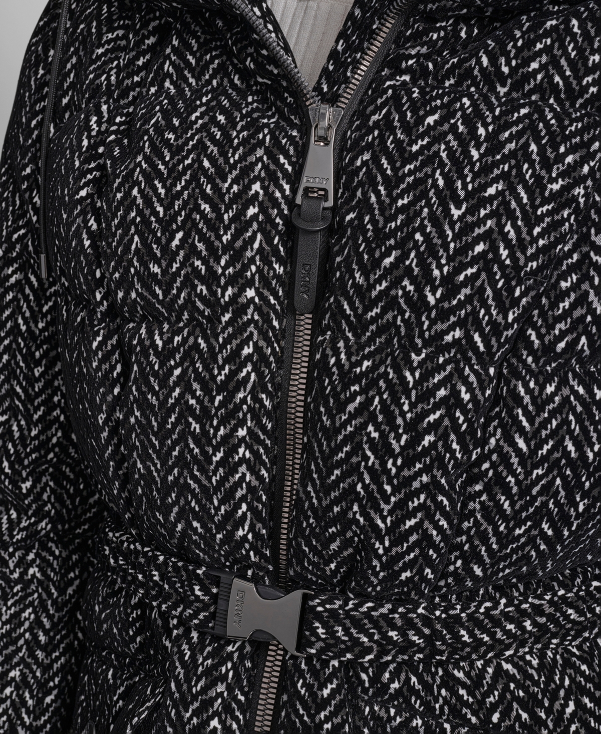 Dkny Women's Belted Hooded Puffer Coat In Black