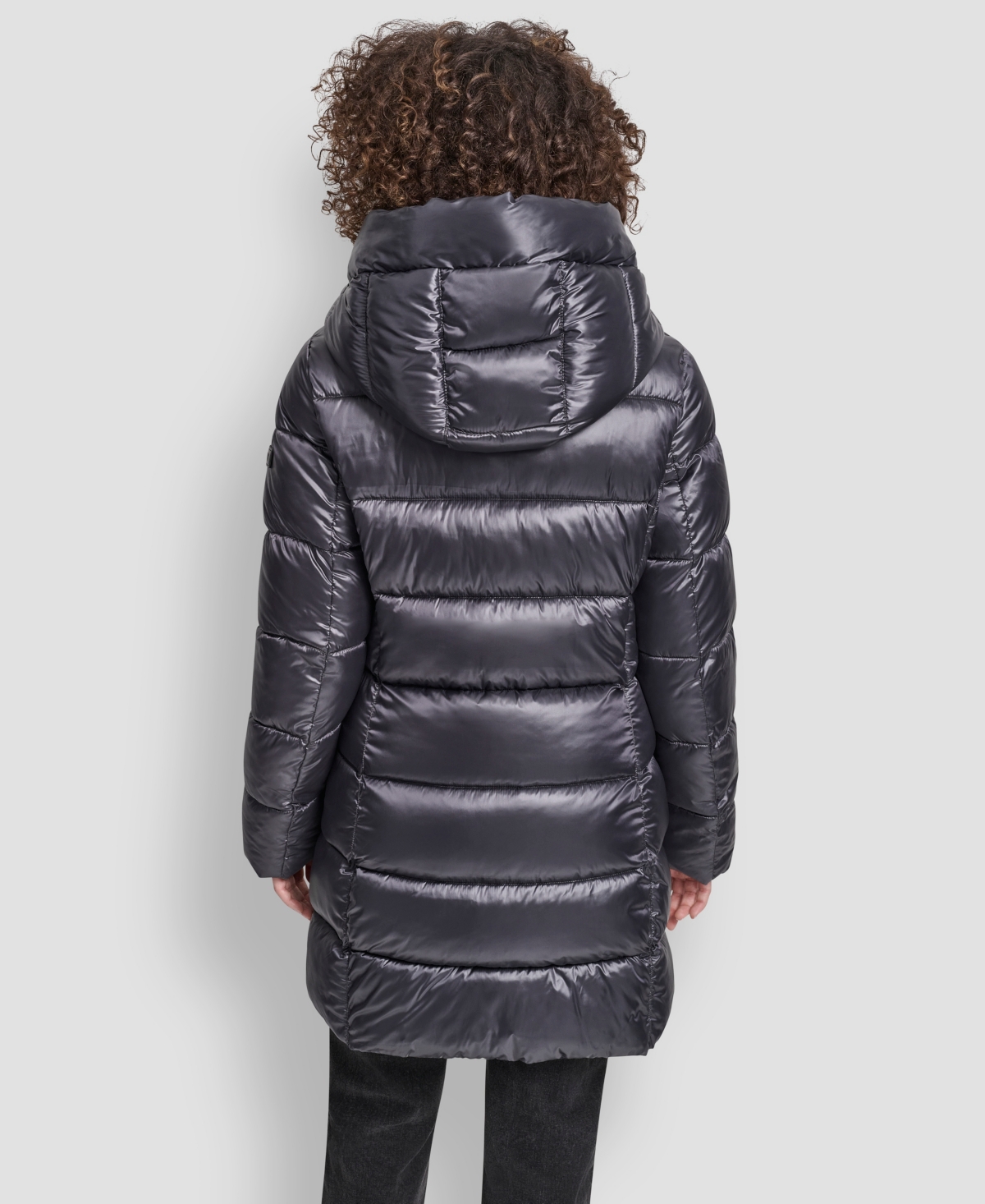 Dkny Women's Bibbed Shawl-collar Packable Shine Puffer Coat In Blue