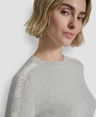 Women's Long-Sleeve Logo Trim Crewneck Sweater