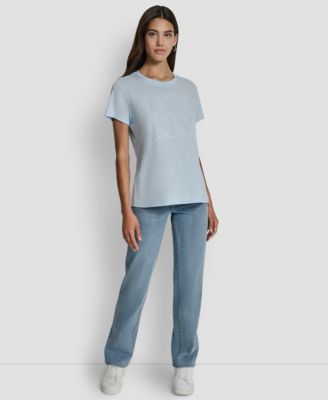 Women's Embellished Logo Detail Crew Neck T-Shirt