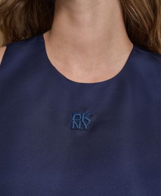 Women's Sleeveless Rhinestone Button Bubble Top