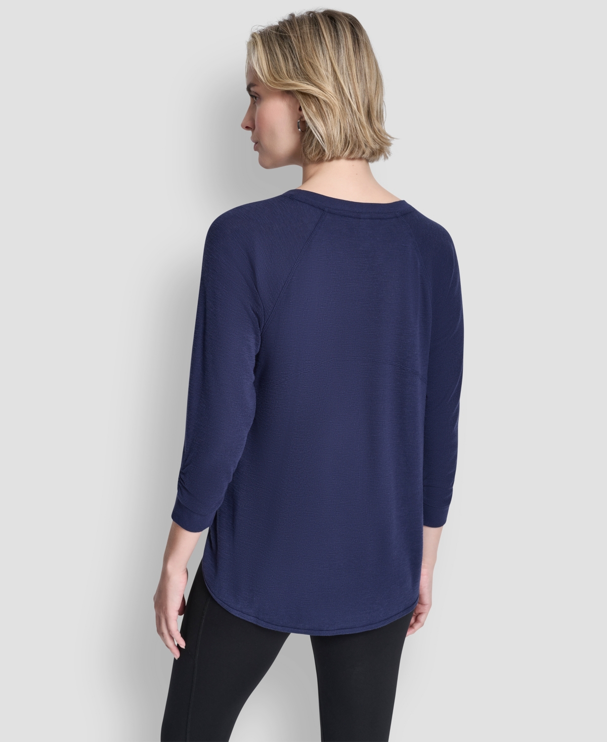 Dkny Women's Mini Slub Waffle Three-Quarter-Sleeve T-Shirt