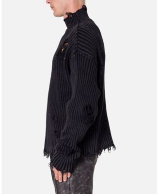 Men's Distressed Crop Knit Sweater