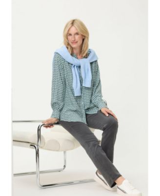 Women's Lightweight Dot-Print Button-Up Shirt tees