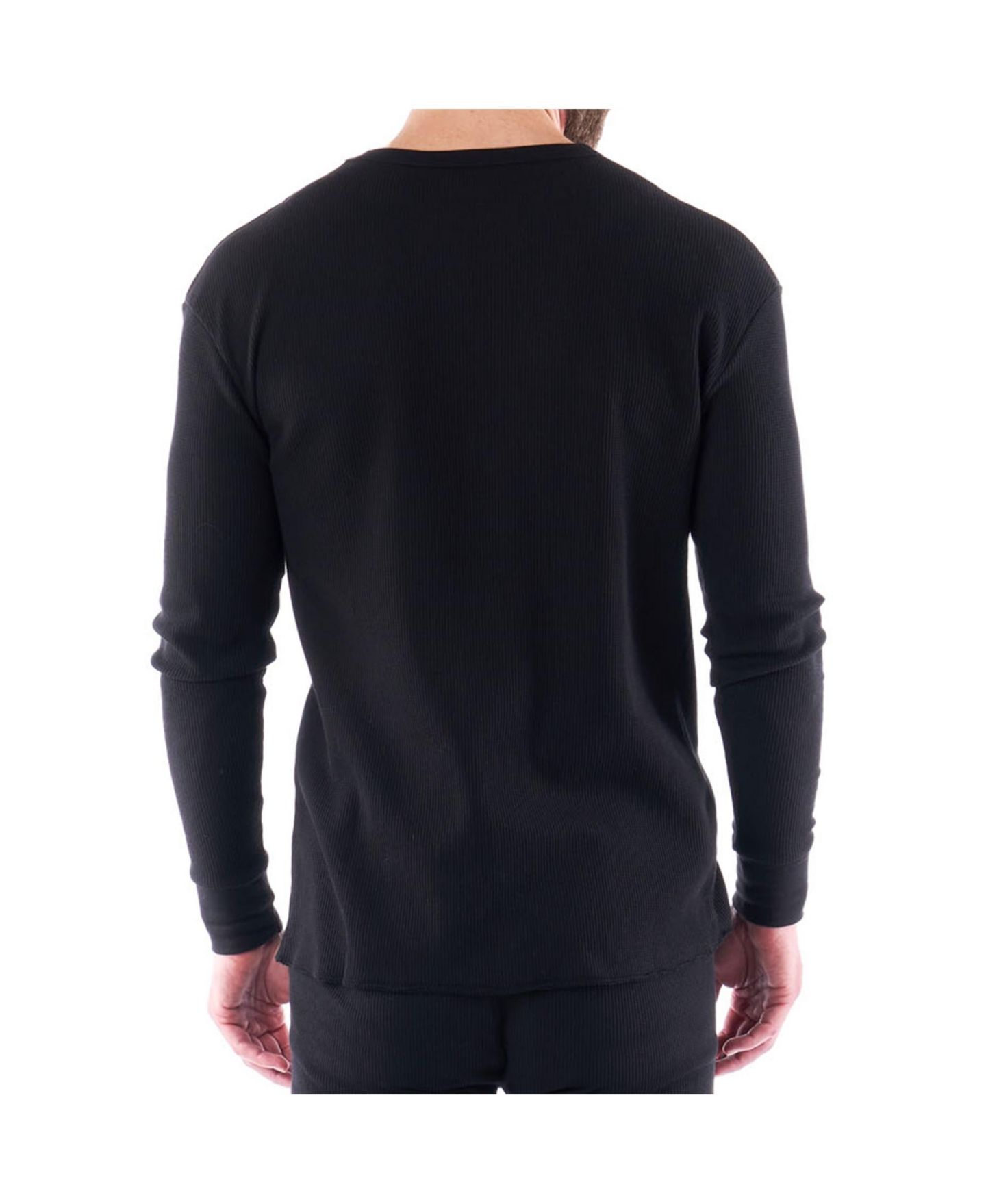 Мужская рубашка Alpine Swiss Thermal Long Sleeve Top Waffle Knit Shirt Base Layer Underwear, цвет: Чёрный — фото 4