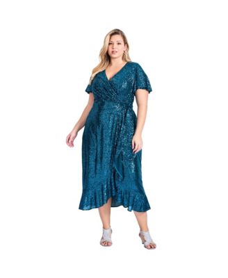 Women's Plus Size Nina Sequin Wrap Dress