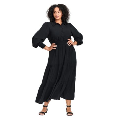 Женское платье Avenue Plus Size Shiloh Tiered Maxi, цвет: Чёрный