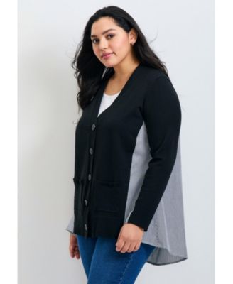 Women's Plus Size Ray Mix Media Button Sweater