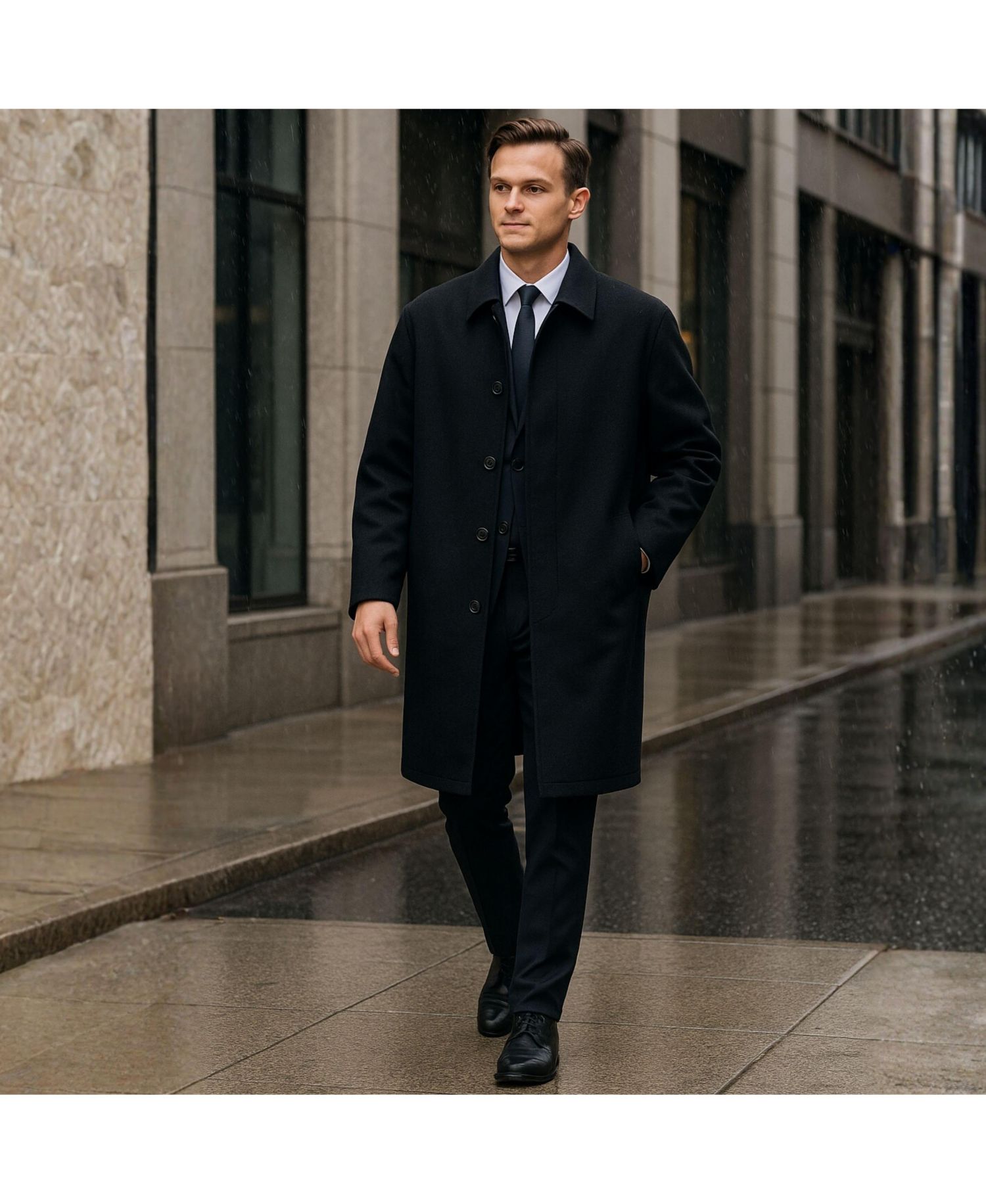 Men's Zach Men s Wool Blend Overcoat - Knee-Length Trench Coat, Runs Large for Layering Over Suits or Sweaters