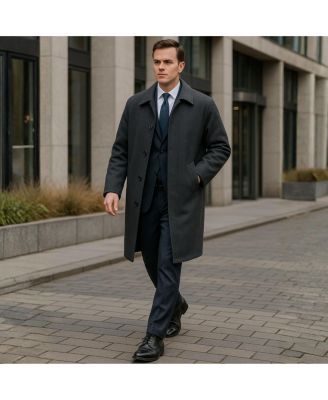 Men's Zach Men s Wool Blend Overcoat – Knee-Length Trench Coat, Runs Large for Layering Over Suits or Sweaters